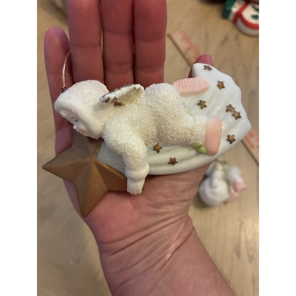 2 VTG Bisque Porcelain Snow Babies Ornaments Angel Star Comet Department 56 - Picture 9 of 15